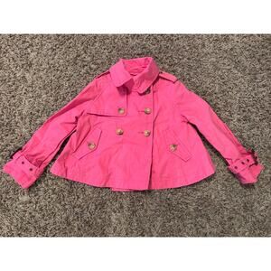 Authentic Ralph Lauren Girls Hot Pink Short Swing Trench Coat Jacket - 3T